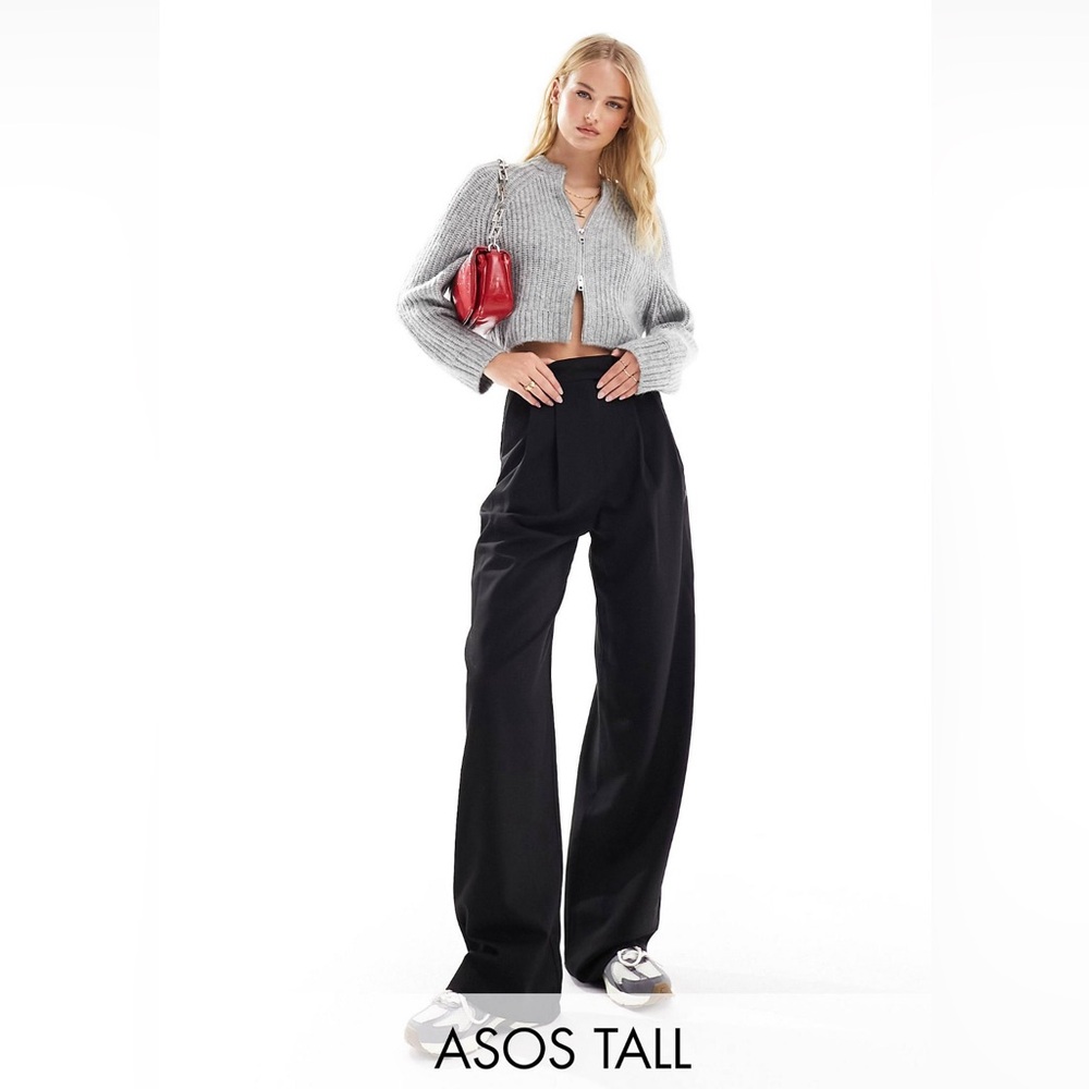 ASOS DESIGN Tall tailored wide leg pants with pleat details